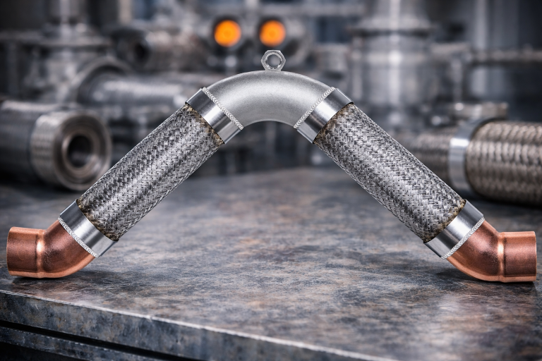 Seismic V-loop flexible piping assembly for seismic and thermal movement