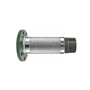 321SS braided metal hose assembly with Male NPT x Class 150 flanged connection