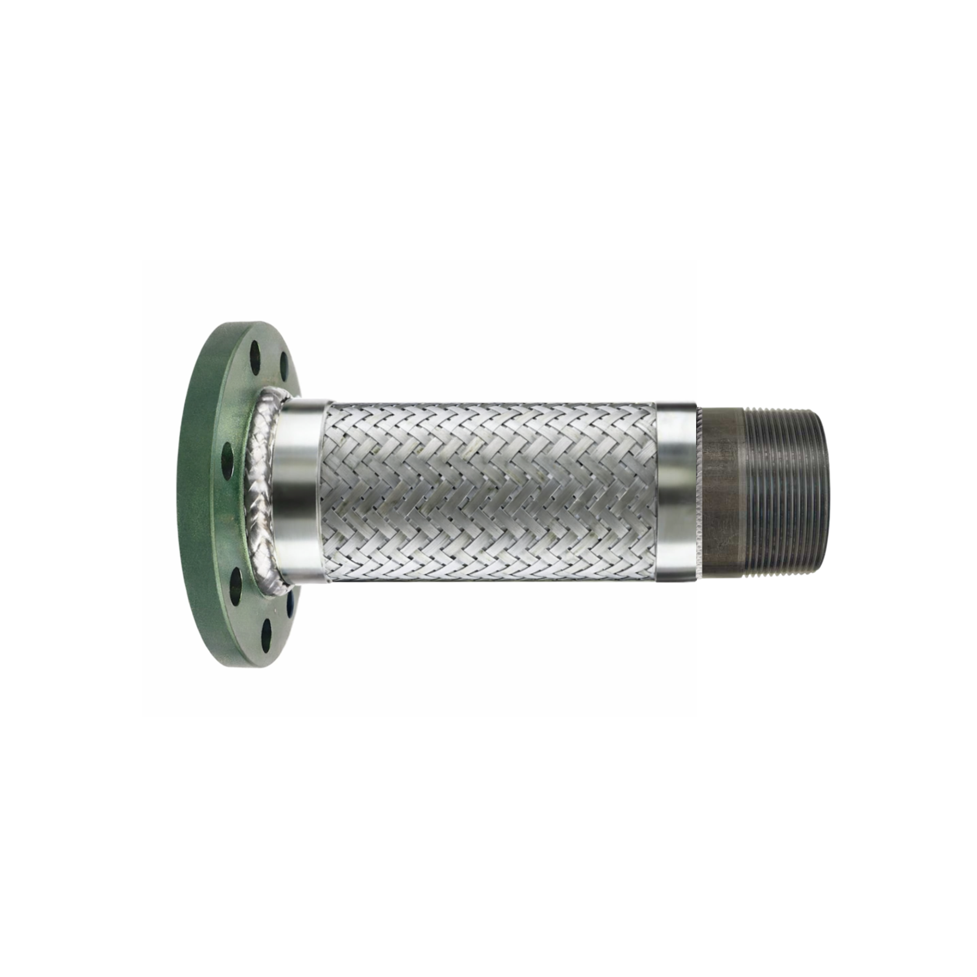 321SS braided metal hose assembly with Male NPT x Class 150 flanged connection