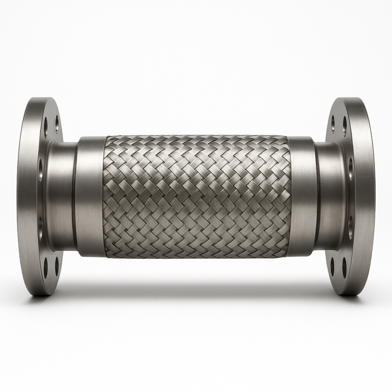 Braided stainless steel flanged pump connector for mechanical room piping