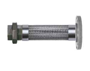 321SS braided metal hose assembly with Female NPT x Class 150 raised-face slip-on flange