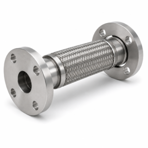 321 stainless steel single-braided metal hose assembly with 304 stainless steel Class 150 flat-face floating flanges