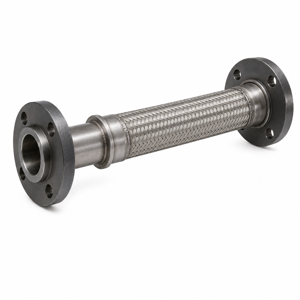 321 stainless steel single-braided metal hose with carbon steel Class 150 raised-face floating flanges on both ends
